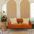 Load image into Gallery viewer, Hollow Back Orange Velvet Settee