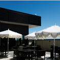 Load image into Gallery viewer, 9’ White Fringe Umbrella with Base
