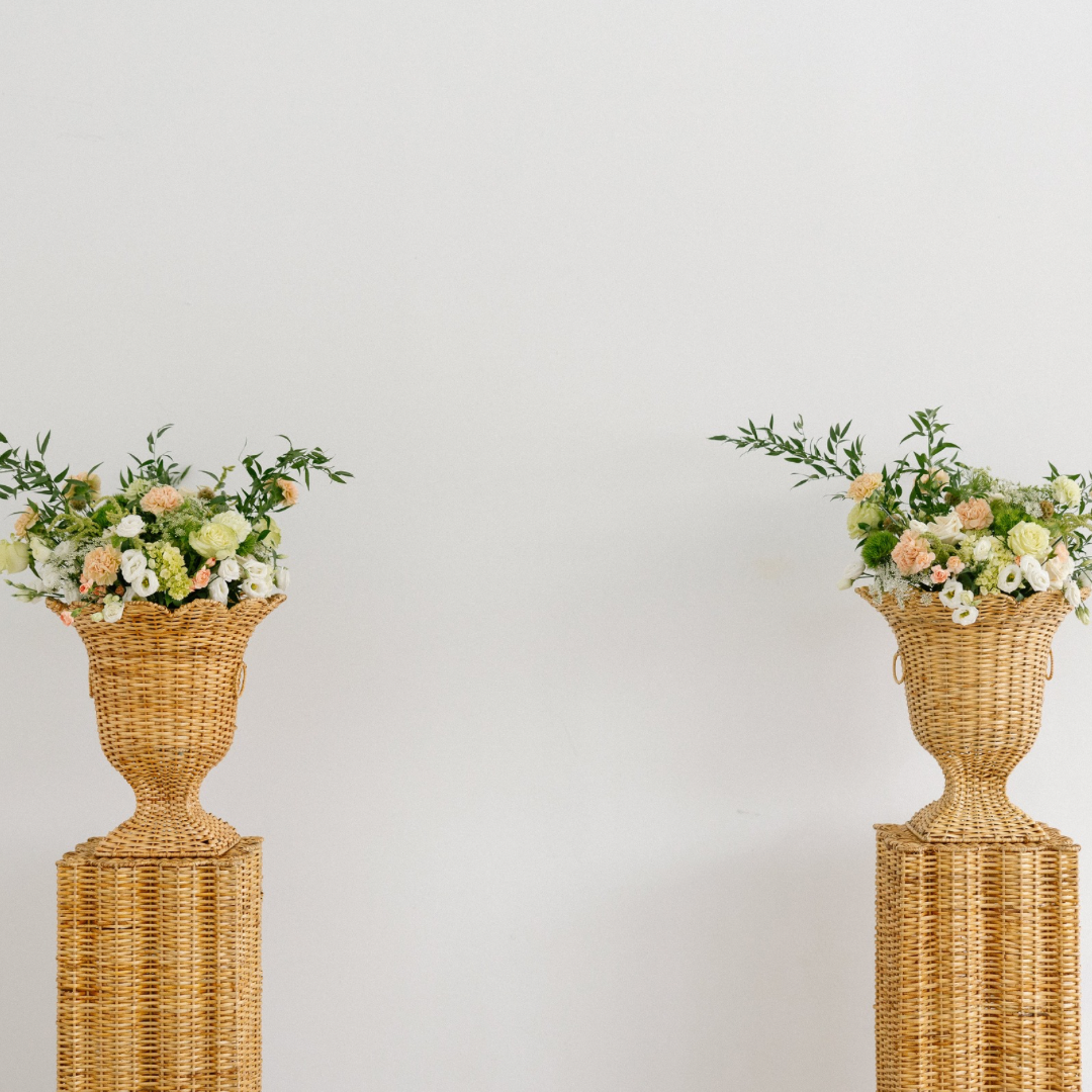 Rattan Urn and Stand