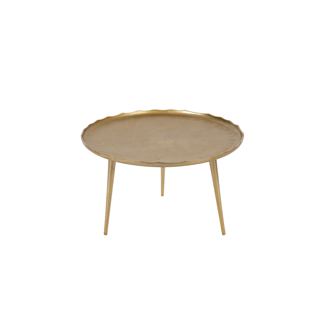 Gold Round Scalloped Coffee Table
