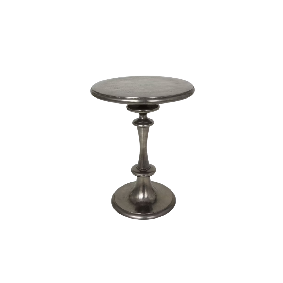 Black Silver Pedestal Side Table