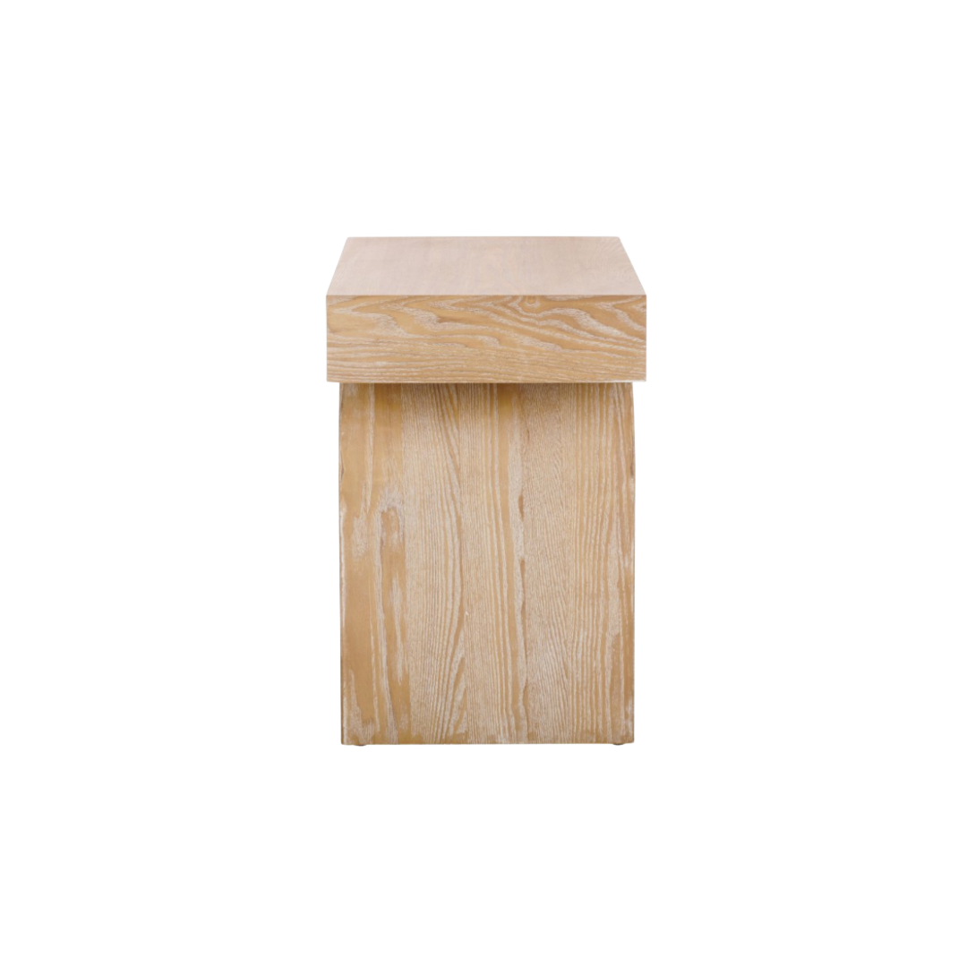 Sculptural Light Wood End Table