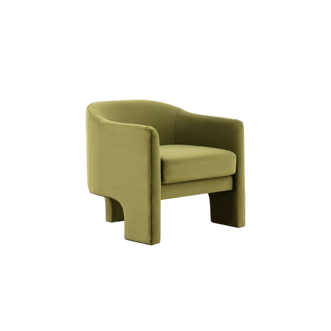 Olive Green Velvet Barrel Chair