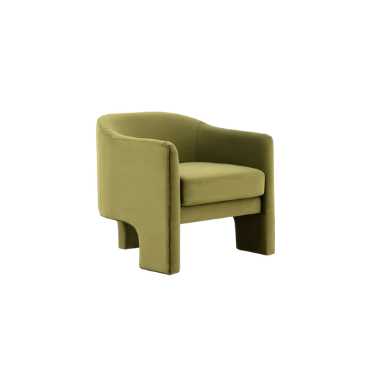 Olive Green Velvet Barrel Chair