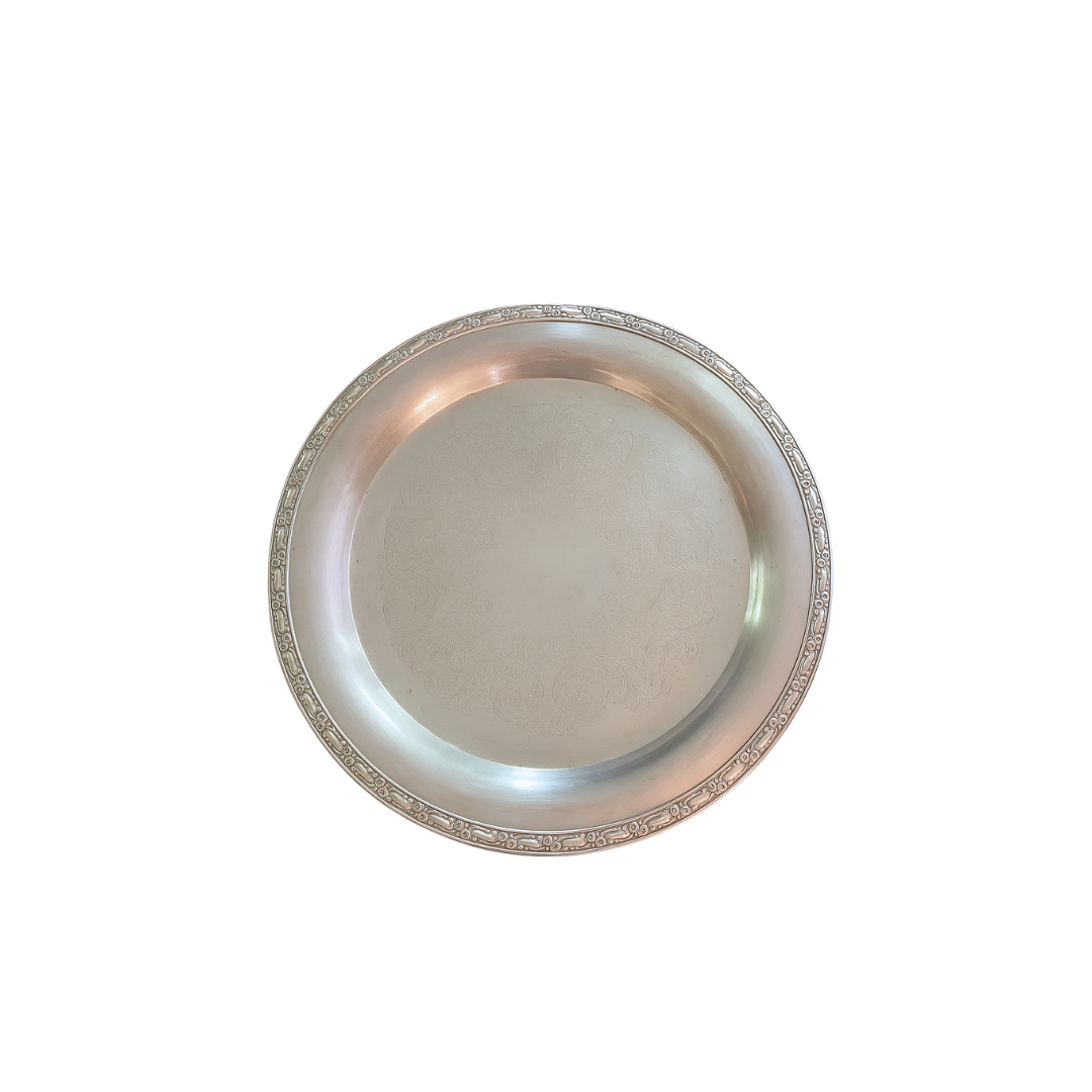 15" Silver Floral Tray