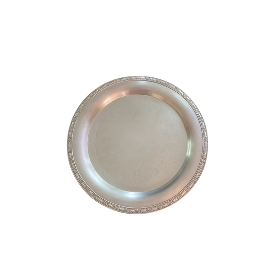 15" Silver Floral Tray