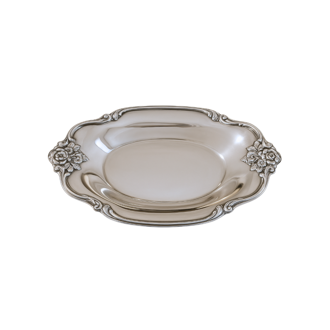 8" Petite Silver Floral Dish