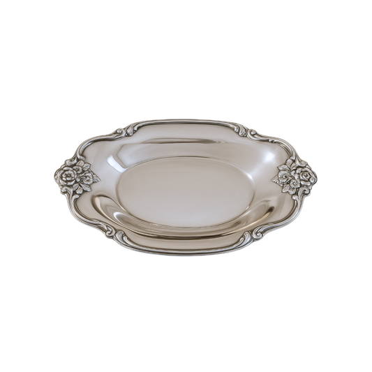 8" Petite Silver Floral Dish