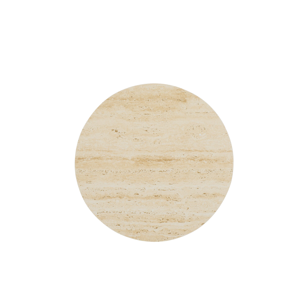 Travertine and Clay Side Table