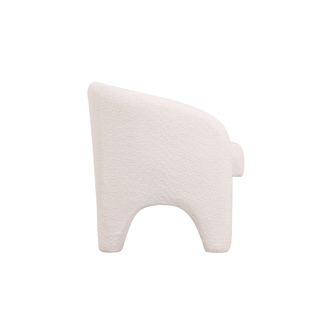 White Bouclé Barrel Chair