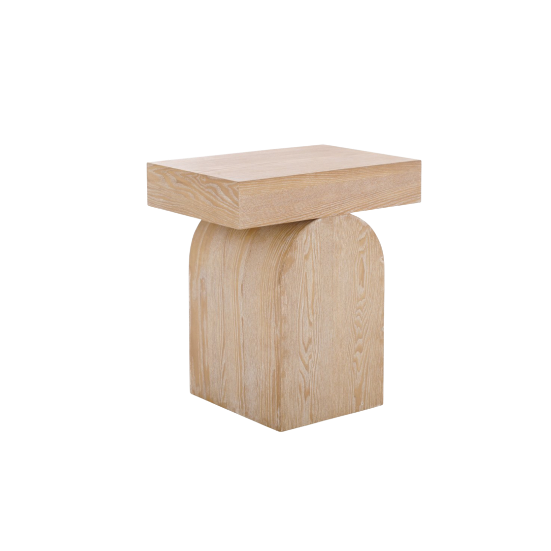 Sculptural Light Wood End Table