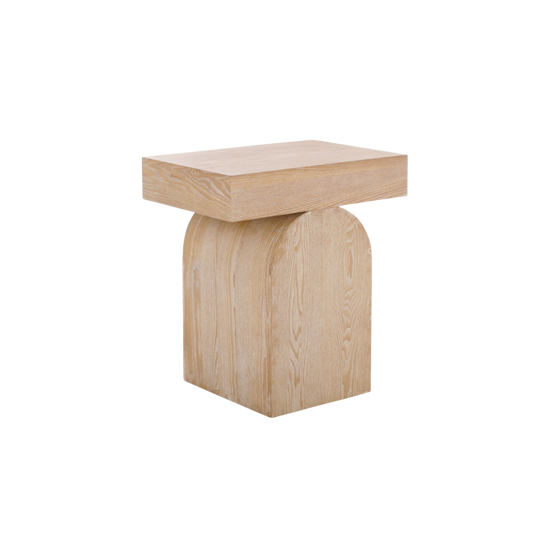 Sculptural Light Wood End Table