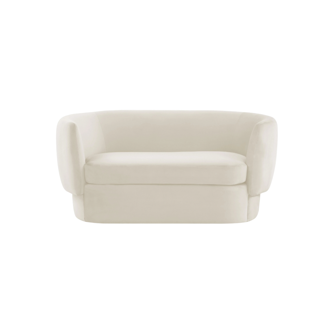 Modern White Velvet Settee