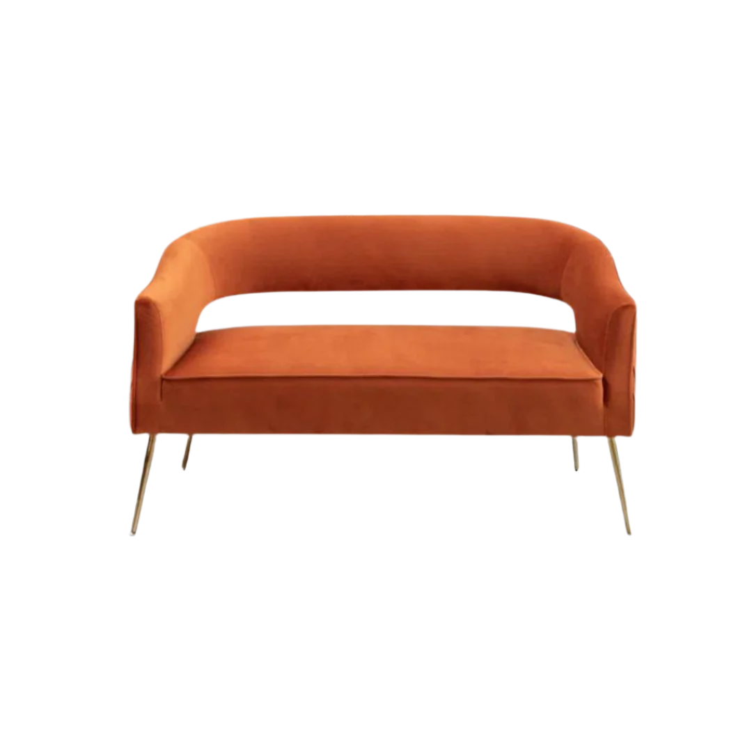 Hollow Back Orange Velvet Sette