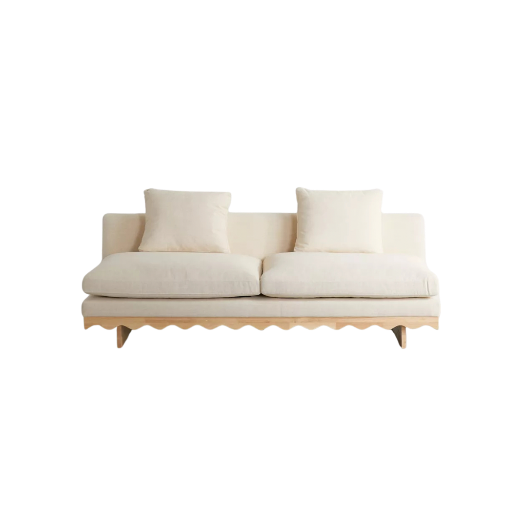 Scalloped Linen Sofa
