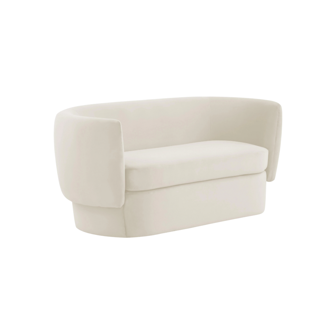 Modern White Velvet Settee