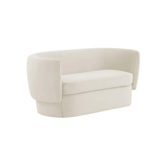 Modern White Velvet Settee