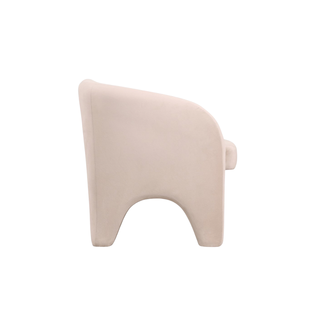 Beige Velvet Barrel Chair