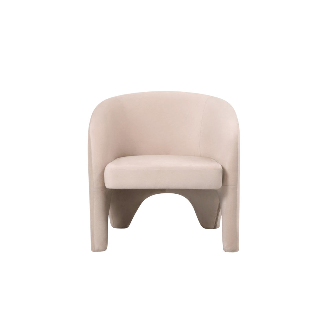Beige Velvet Barrel Chair