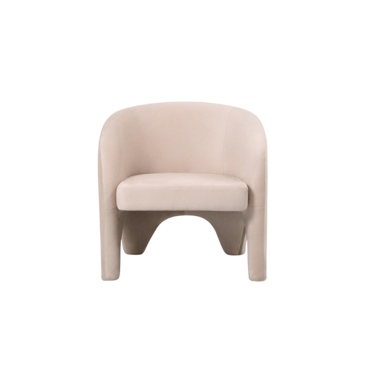 Beige Velvet Barrel Chair