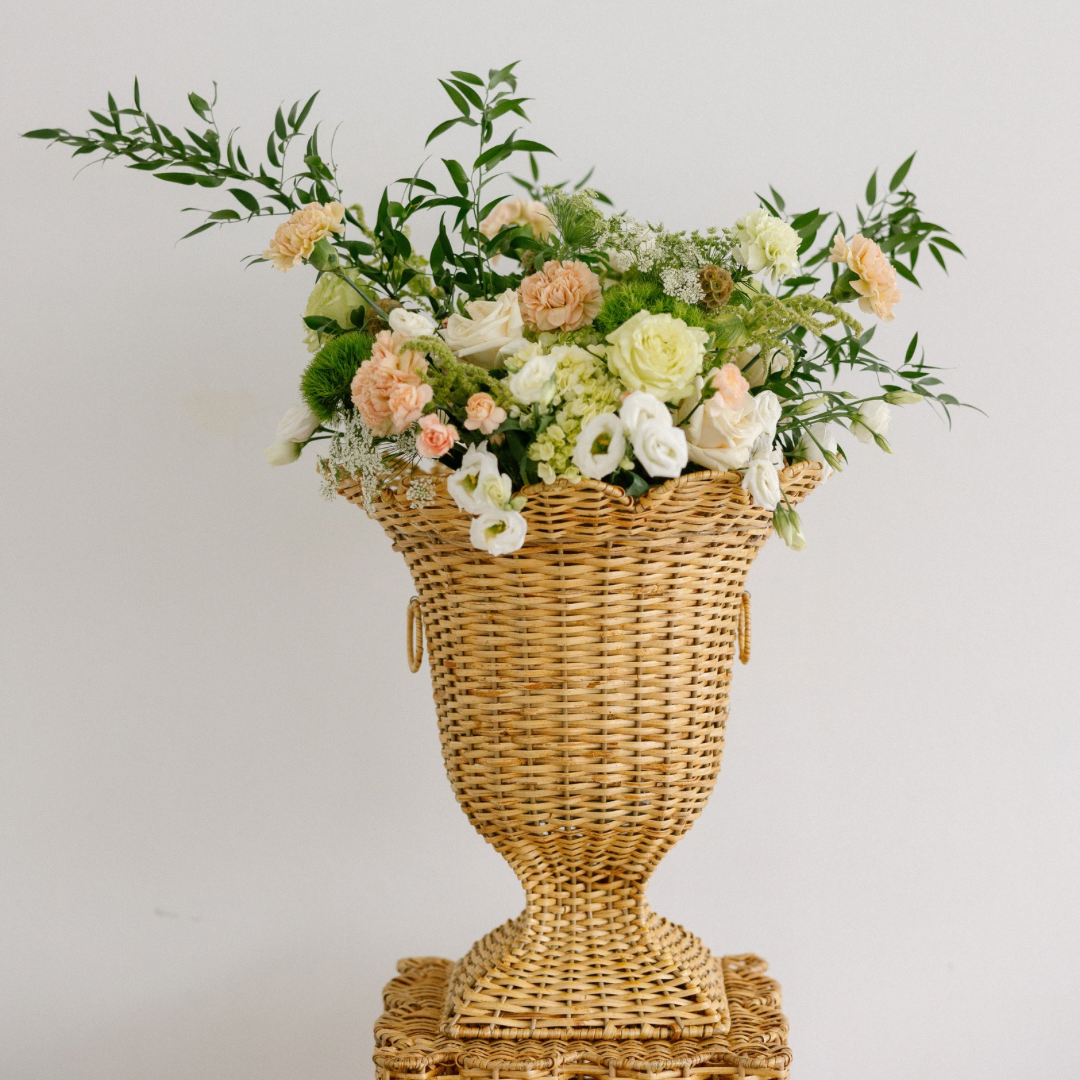 Rattan Urn and Stand