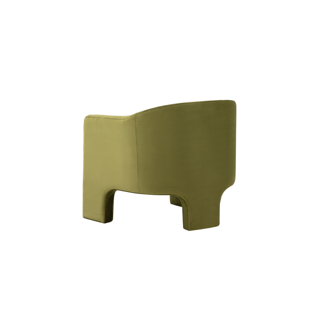 Olive Green Velvet Barrel Chair