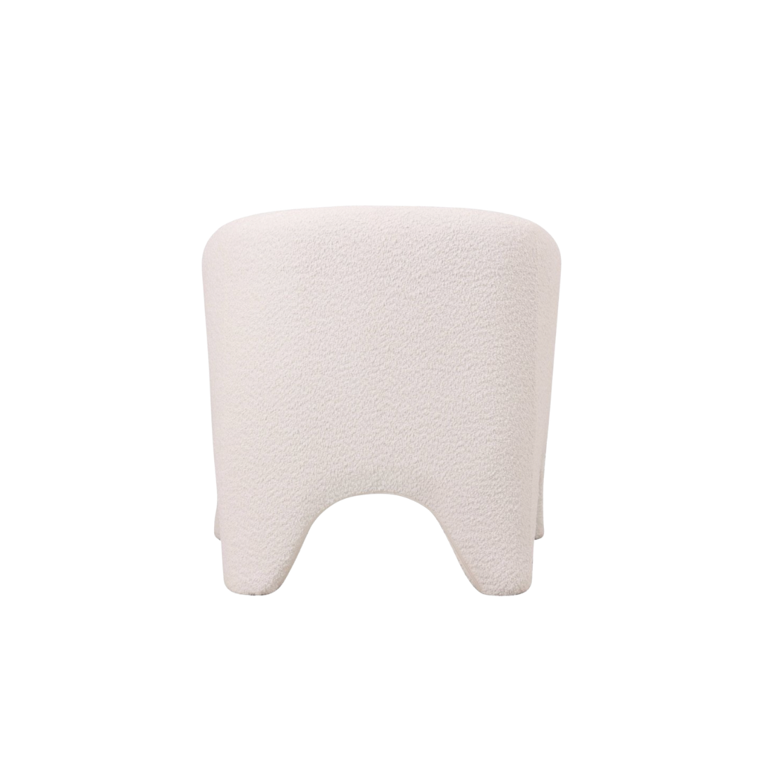 White Bouclé Barrel Chair