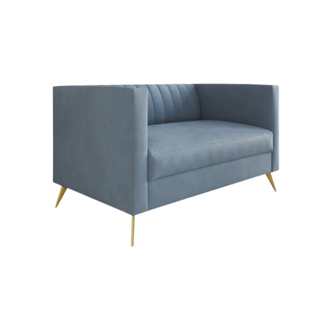 Modern Blue Velvet Settee