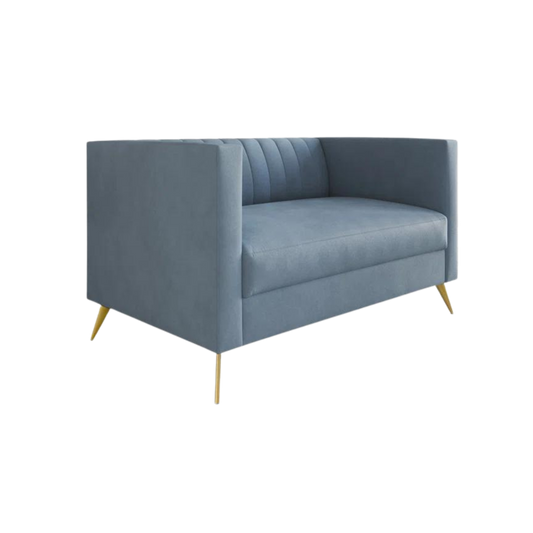 Modern Blue Velvet Settee