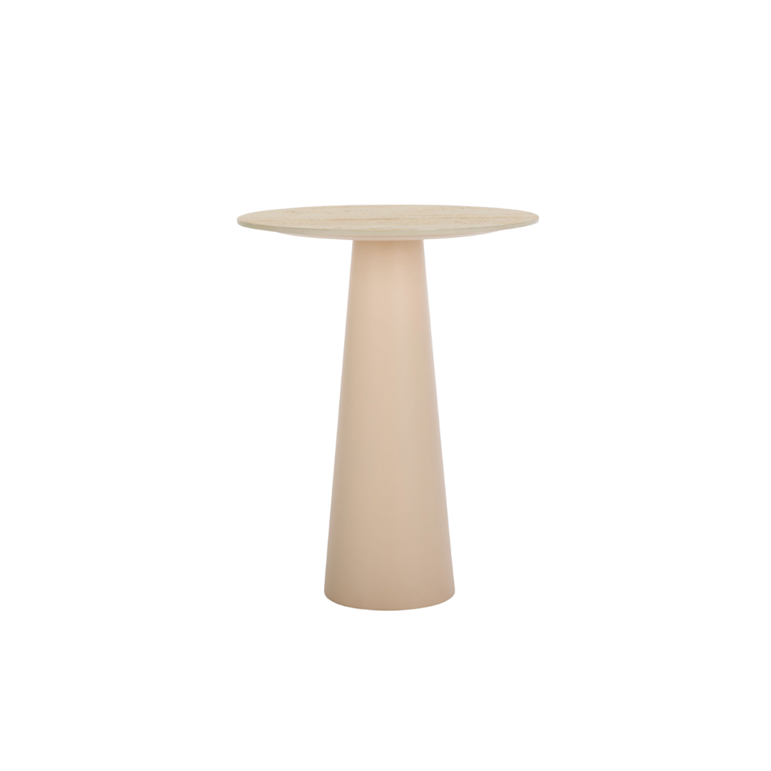 Travertine and Clay Side Table