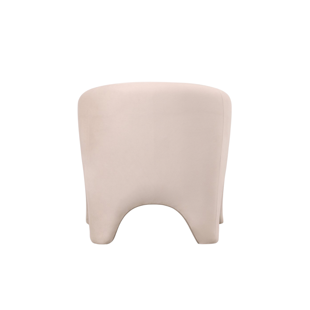 Beige Velvet Barrel Chair