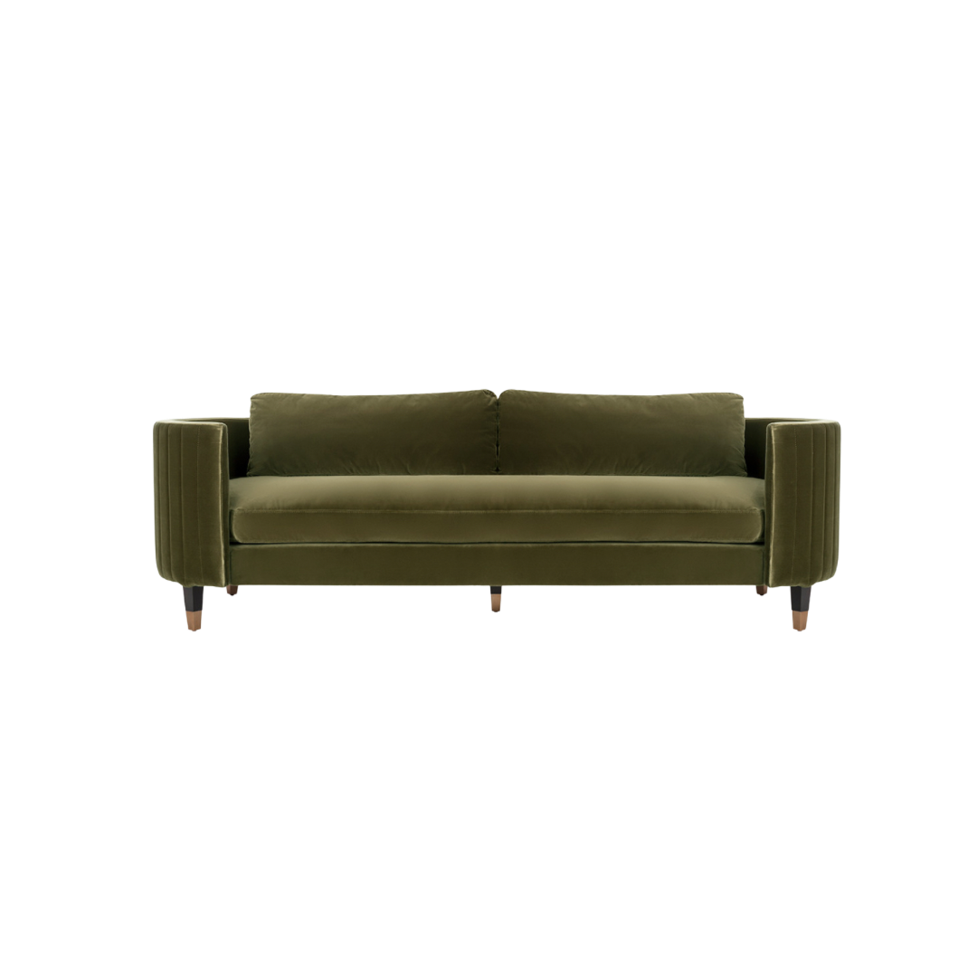 Dark Olive Green Velvet Sofa