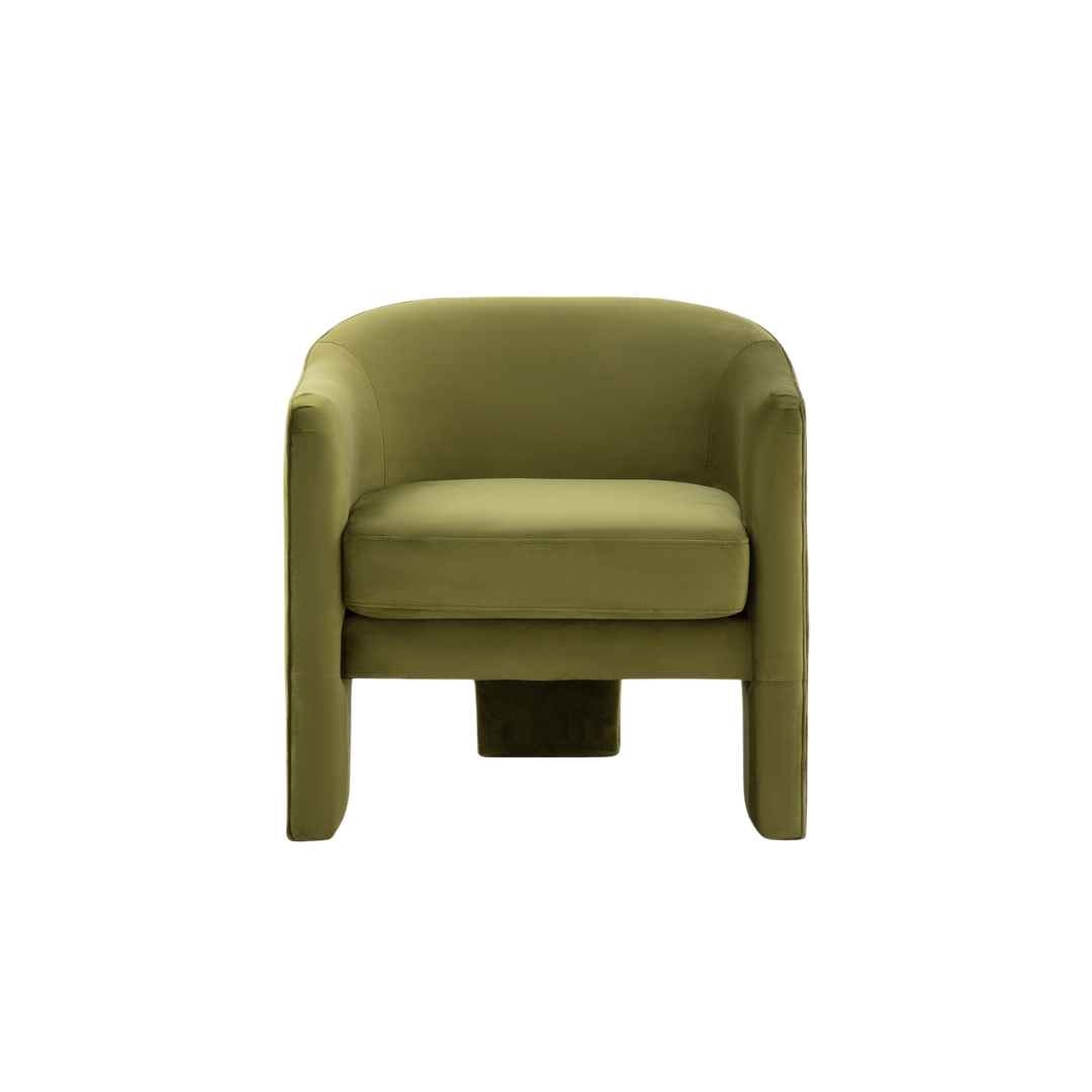 Olive Green Velvet Barrel Chair