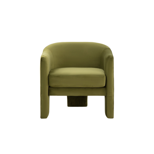 Olive Green Velvet Barrel Chair
