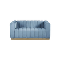 Load image into Gallery viewer, Channel-Tufted Blue Velvet Settee
