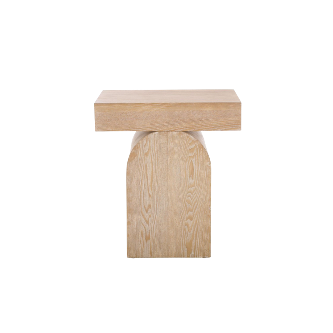 Sculptural Light Wood End Table