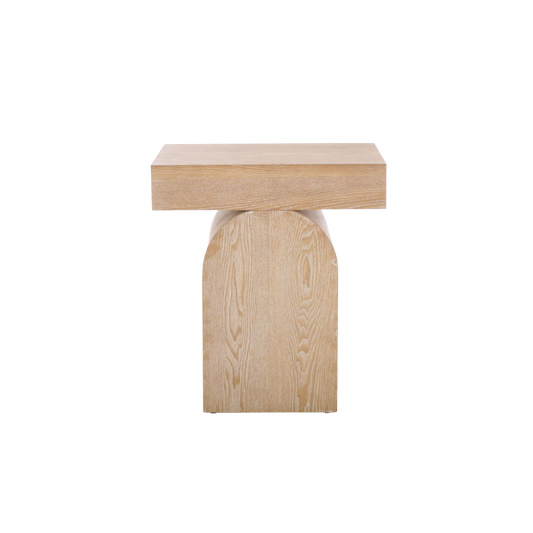 Sculptural Light Wood End Table