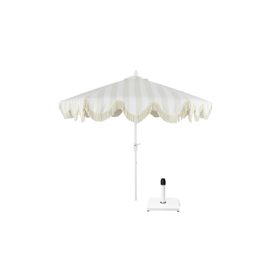 9’ Striped Fringe Umbrella with Base